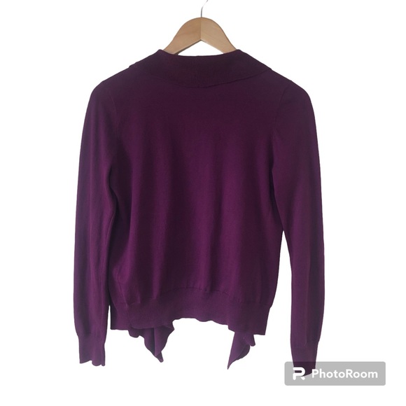 J CREW Factory Plum Ruffle Front Open Cardigan - Picture 3 of 8